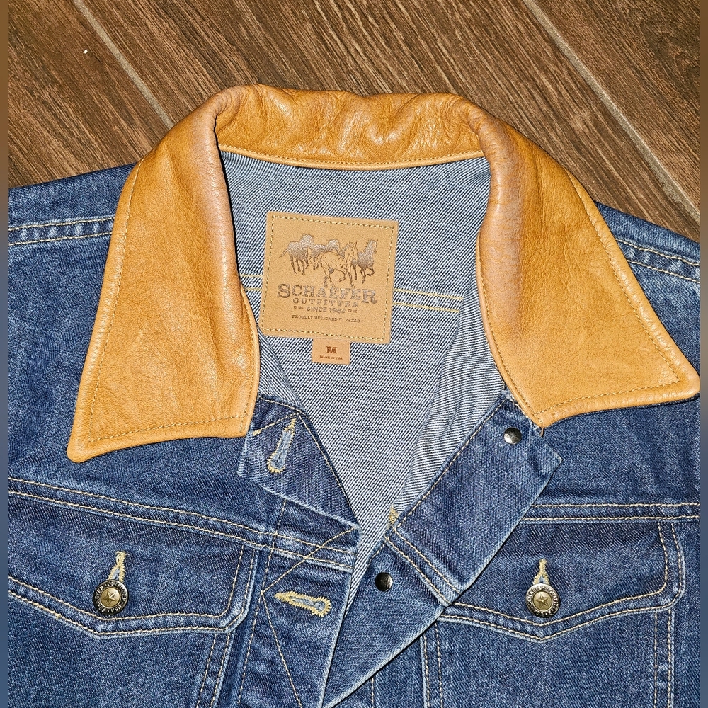 SCHAEFER OUTFITTER VINTAGE JEAN COLLAR JACKET EXCELLENT Sz MEDIUM - Picture 2 of 5